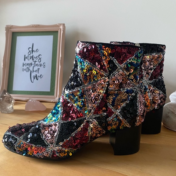 I Love Billy Nellie Black Multi Tri Sequin Size 9 (40) - Picture 5 of 10